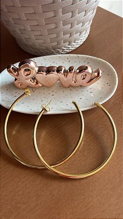 BRINCO ARGOLA TUBO GRANDE NO BANHO OURO18K