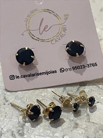 Brincos trio ônix no banho ouro18k