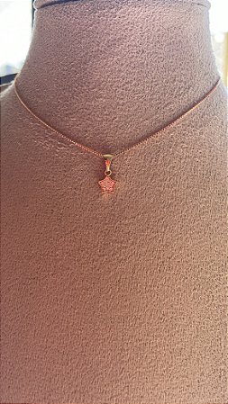 Colar pingente estrelinha cravejada zircônia cristal no banho ouro18k