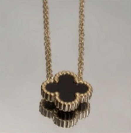 Choker trevo preto inspiração Van Cleef no banho ouro18k Ultra Ion
