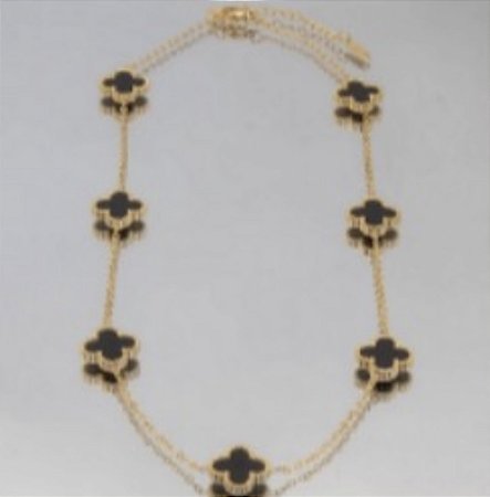 Choker sete trevos pretos no banho ouro18k com Ultra Ion