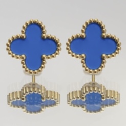 Brinco trevo turquesa no banho ouro18k