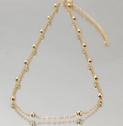 Colar longo bolinhas no banho ouro18k