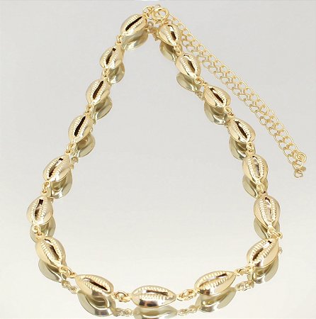 Choker conchas no banho ouro18k