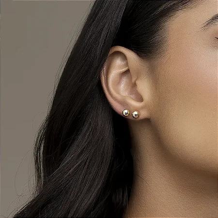 Brinco fio de bolinhas banho ouro18k