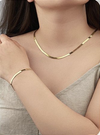 Choker fita no banho ouro á prova d’água