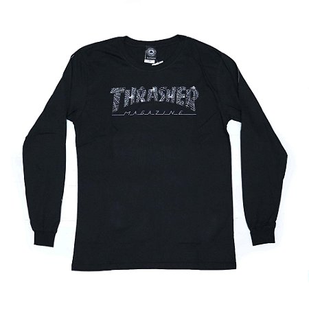 Camiseta Thrasher Web Manga Longa Preto