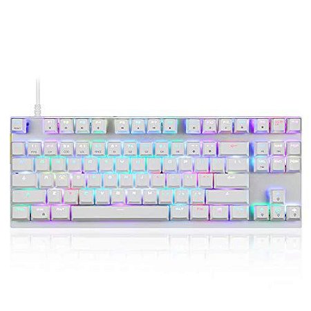 TECLADO MOTOSPEED CK82 BRANCO SWITCH AZUL RGB