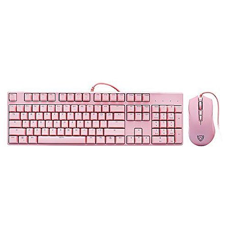 COMBO MOTOSPEED TECLADO E MOUSE CK700 ROSA LED AZUL
