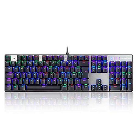 TECLADO MOTOSPEED CK104 PRETO SWITCH AZUL RGB ABNT2