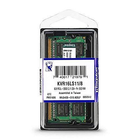 Memória de 8GB SODIMM DDR3 1600Mhz 1,35V 2Rx8 KVR16LS118