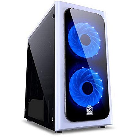 Gabinete Gamer Pcyes Venus Mid Tower Branco 2 Cooler Azul