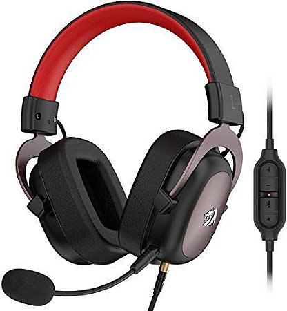 Headset Gamer Redragon Zeus Preto e Vermelho P2  PS4 / Xbox