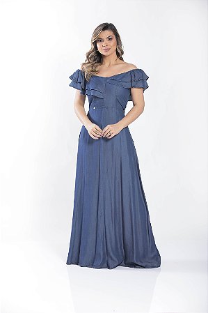 vestido jeans longo
