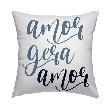 Capa de almofada - Amor Gera Amor - Branca/Azul - La Nitha Decor