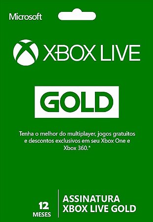 Assinatura Xbox Live Gold 12 Meses - Código Digital