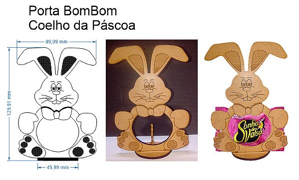 Porta BomBom -  36  peças  Coelho da Páscoa em MDF 3mm