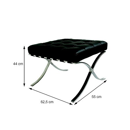 Puff Barcelona Couro Eco Preto Myes Van Der Rohe