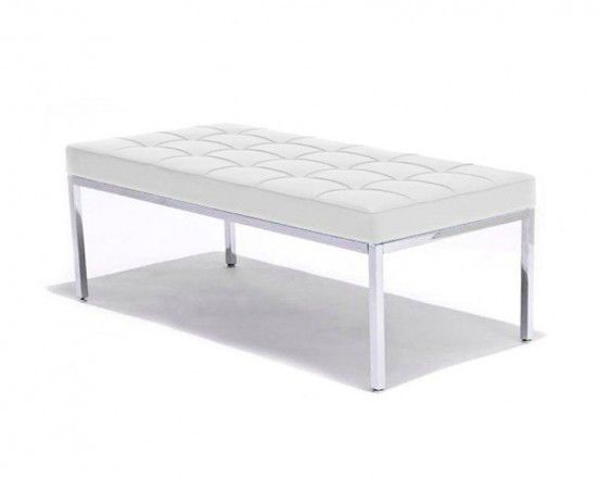 Banco FK Pequeno Aço inox Couríssimo Branco