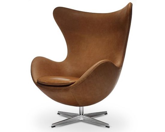Poltrona The Egg Couro Natural Ravena Caramelo Evoke base inox Polido