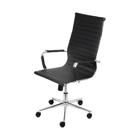 KIT CORPORATIVO 8 CADEIRAS PRESIDENTE ALTA PRETA 3301 EAMES RODÍZIOS