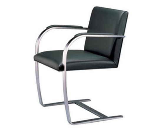 Cadeira BRNO 255 Aço inox Couro Natural Preto
