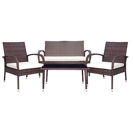 CONJUNTO TULIPA COMPLETO ÁREA EXTERNA SOFÁ ,POLTRONAS E MESA DE CENTRO