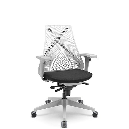 Cadeira Bix -X Estrutura Cinza assento crepe Aero preto Sistema Slider Systen regulagem total