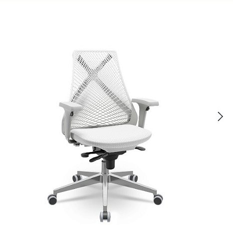 Cadeira Bix -X Estrutura Cinza assento crepe Aero Branco  Sistema Slider Systen regulagem total