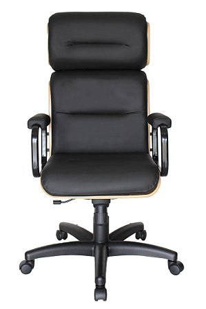 CADEIRA LAVORO ALTA PRESIDENTE BLACK EDITION  COURO ECO PRETO MADEIRA IMBUIA