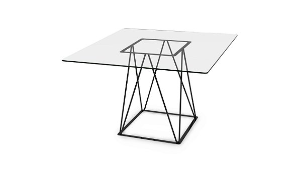 Mesa IWE aço pintado preto tampo 10mm vidro 140X140
