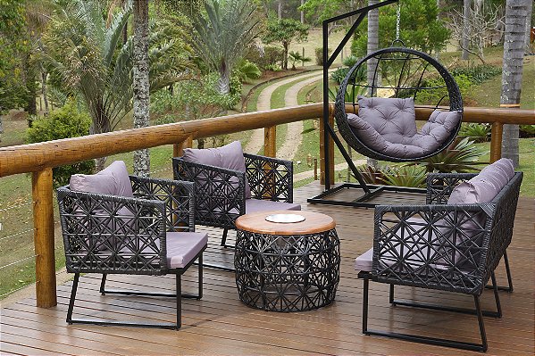 CONJUNTO COMPLETO PARIS 02 POLTRONAS 1 LUGAR +1 NAMORADEIRA 2 LUGARES + BALANÇO LÍDIA COMPLETO+ MESA COOLER
