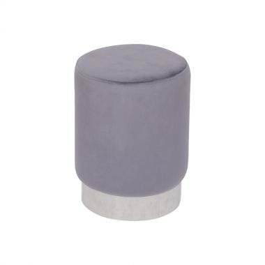 Puff Glamour Veludo cinza/prata