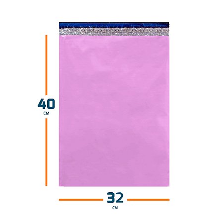 Envelope Plástico De Segurança Com Bolha Rosa Premium - 32x40
