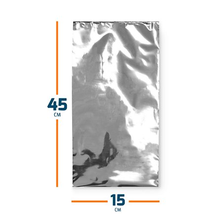 Saco Metalizado Prata BOPP - 15x45cm