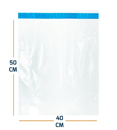 Saco PEBD Virgem Adesivado - 12 micras - 40x50