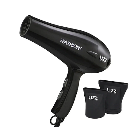 Secador Lizz Prof Fashion 2200W Preto 220v - Potência e Estilo Profissional
