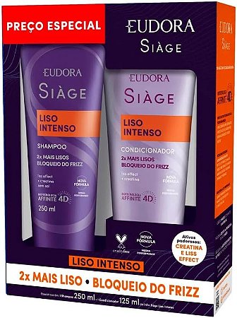 Kit Eudora Siàge Liso Intenso Shampoo 250ml + Condicionador 125ml