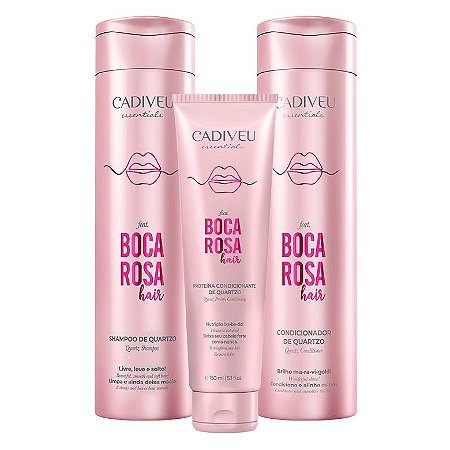 KIT SHAMPOO+CONDICIONADOR+PROTEINA CADIVEU BOCA ROSA