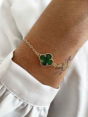 Pulseira Trevo da Sorte – Semijoia Banhada a Ouro 18k