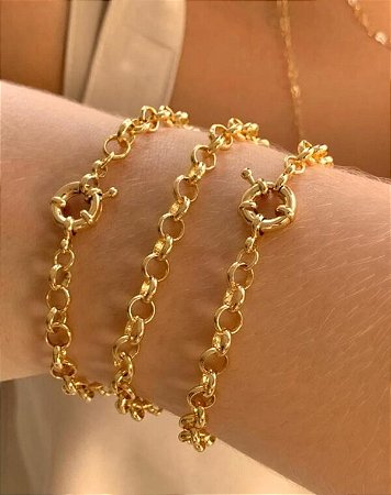 Pulseira Elo Cartier com Fecho Boia – Banho Ouro 18k