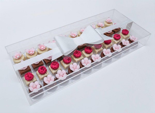Caixa de acrílico de 40 doces "Flores"