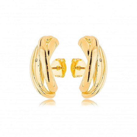 Brinco Ear Hook Entrelaçado Zircônia