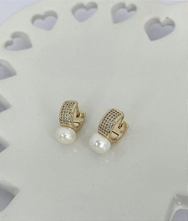 Argola Zirconia Pérola
