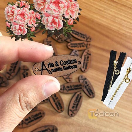 Kit 150 Etiquetas em Couro Sintético Personalizadas