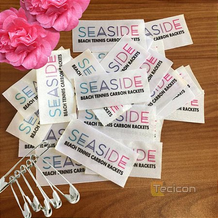 Kit 100 Etiquetas Personalizadas 3,8 x 6cm (Cetim ou Gorgurão)