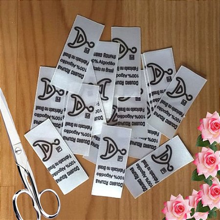 Kit 500 Etiquetas Personalizadas 2,2x4 cm (Cetim ou Gorgurão)