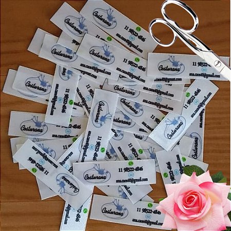 Kit 1.000 Etiquetas Personalizadas 1,5x4 cm (Cetim ou Gorgurão)