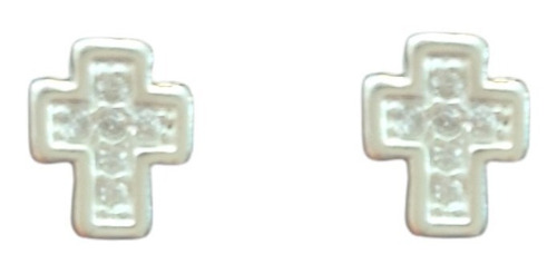 Brinco Mini Cruz Cravejada Masculina/feminina Prata925 Pura