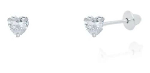 Brinco Bebê Infantil Ponto De Luz Coração Baby Prata Pura